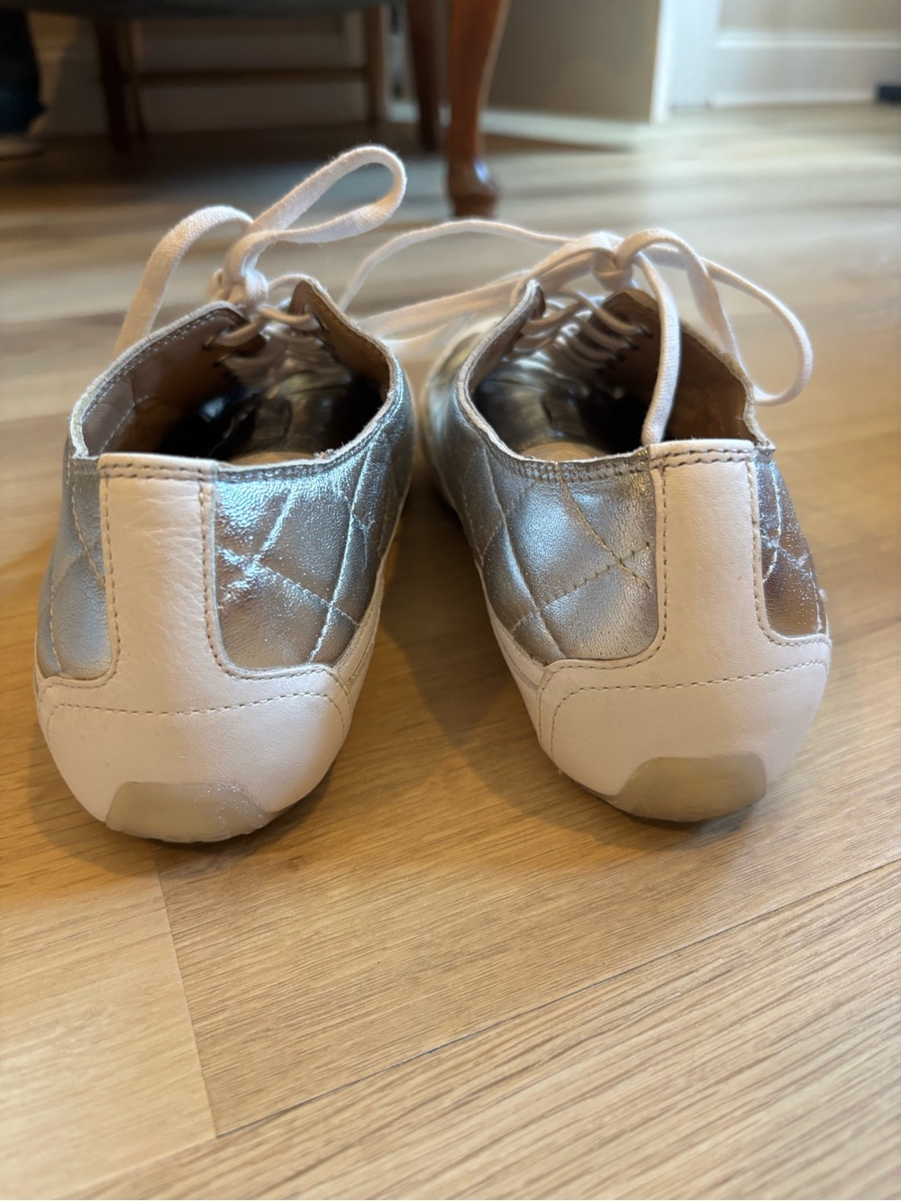 Vionic Quilted Metallic Lace-Up Sneakers in Silver - Picture 4 of 10